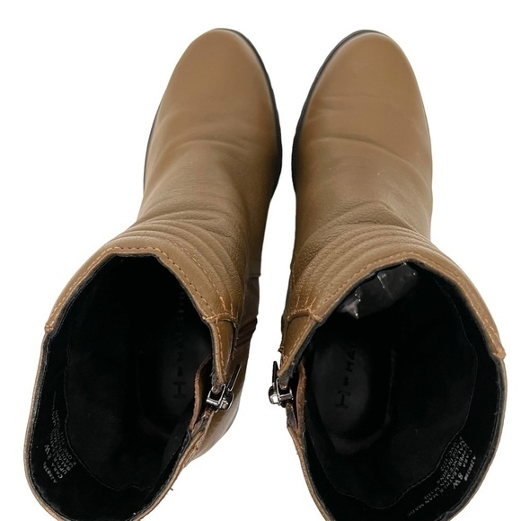 H by Halston Cara Leather Camel Block Heel Lug Sole Booties Womens 8 - Picture 6 of 13
